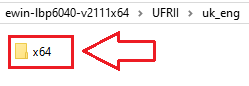 開啟該資料夾，找到 [UFRII → uk_eng → x64]