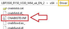 開啟解壓後的資料夾,確認裡面有這個檔案:...\x64\Driver\CNAB6STD.INF