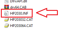請在其中找到 HP2030.INF 檔案