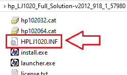 請在裡面找到 HPLJ1020.inf 檔案